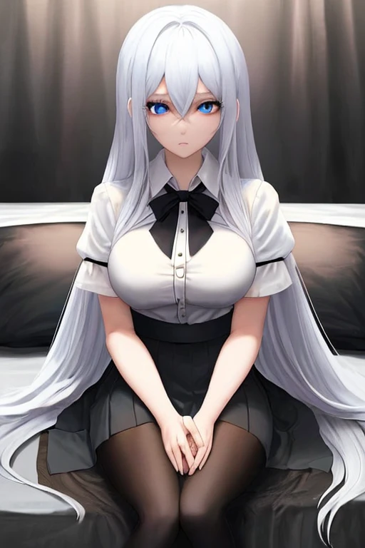 (1 girl), (Fox Girl), beast耳, (super high quality), masterpiece, Cowboy Shot,(Lie down on the bed), White and gold gradient hair, White skin, innovative, beast, Casual Scene, Relaxed atmosphere, (Wearing a jersey), Perfect body, (E Cup:1.2), Feeling overlaid, teeth, Dark Eyes,Fresh, (Asymmetrical bangs:1.3),length Hair, Highly detailed face and eyes, length, Narrow eyes,, Digital Art, beautiful, Cinema Lighting, by Yusuke Murata.tonality, Romanticism, modern art, Impressionism, reflected light, 8k, masterpiece, Advanced Details, highest quality, Only 5 fingers,Accurate anatomy