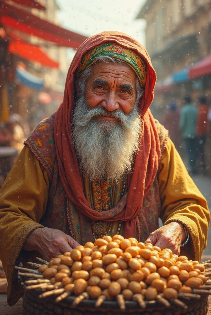 Auntie Rashid: white-bearded peanut vendor, who roasts and sells peanuts on spines.
