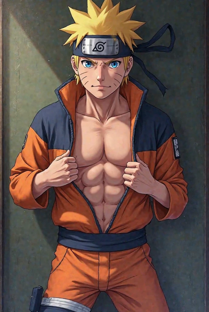 Naruto Uzumaki is showing his abs