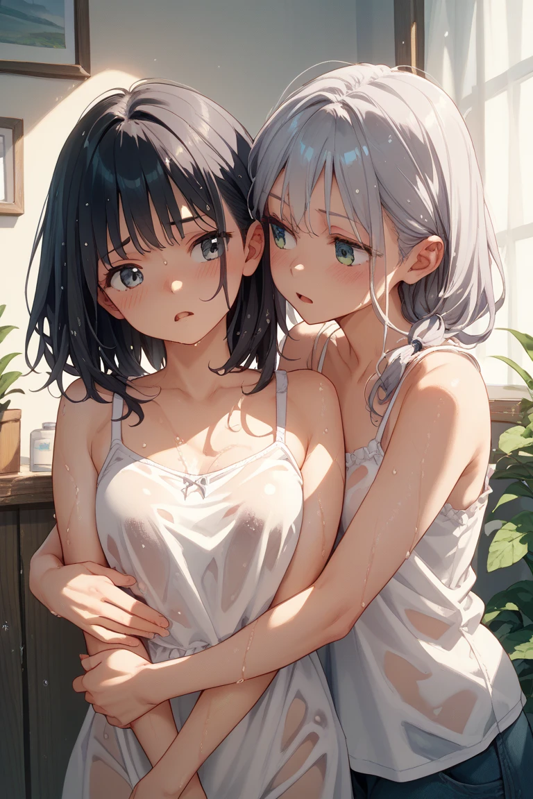 Realistic, One girl, ponytail, Part your lips, blush, compensate, A light smile, Gray Hair, Sportswear, skirt, Wet clothes, shine, Thighs, Purple eyes, Bare shoulders, clavicle, Tight waist, Sunbeam, sunlight, Rose, Wind, Cleavage, (masterpiece), Sweat,腋Sweat,Shyness,clear,High exposure,Having my armpits licked,His arms are tied and he is hanging from a rope,男にMy breasts are being massaged,Sitting cross-legged,whole body,Topless,Nipples are erect,In underwear,Facing forward,Being hugged from behind,Peeing,whole body,Slender body,Small breasts,Completely naked、Being hugged by a man,My breasts are being massaged、With legs apart,Changing clothes、In underwear、Stretching in the room,Beautiful butt、I want to go to the toilet、Pinch your nipples,Peeing,I'm alone with a man