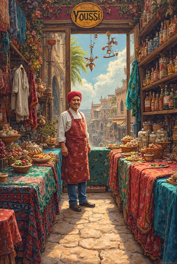 Make a special painting for me for the Youssi sales shop and put the picture on it 