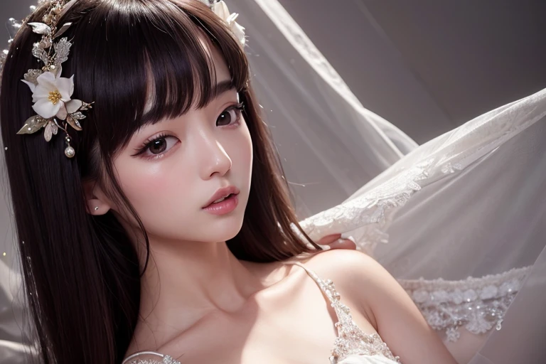 best quality, 8k, Chinese skirt，Lace top white，Casual skirt, Highly detailed facial and skin textures, delicate eyes, Just one person，Chinese girl，The costumes are detailed and complete，slim body，Natural expressions，Soft light and shadow，The proportions of the characters are reasonable，Normal human eyes，Eyes are delicately drawn，Delicate facial details，Detailed sculpting of upper body，Attention to detail，The texture is delicate，vivid emotional description，meticulous detail。