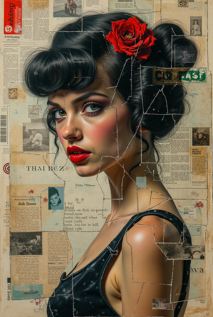 collage, splitting into squares, newspaper clippings, pieces, pieces стекла, pin ap, advertising bar