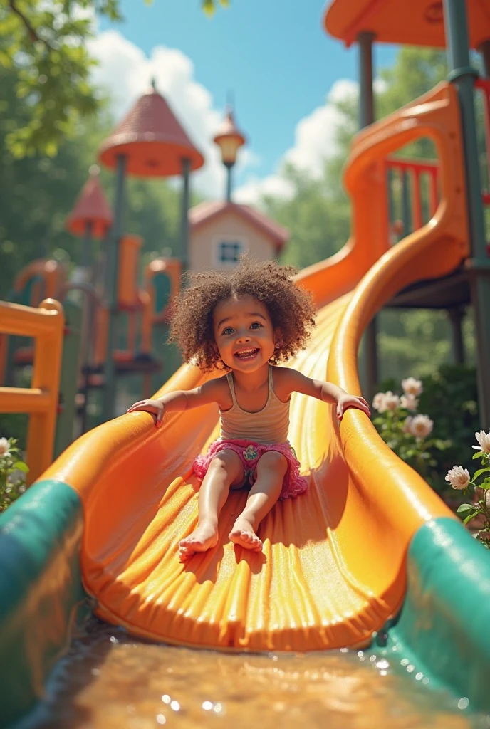 black girl children, 4 years old, curly hair, light skin