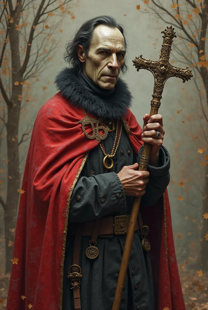 Create a konrad from 3 parts of adam mickiewicz's grandparents What Konrad will contain
The mask that symbolizes the transformation from Gustav (hapless suicide specter) I become a rebel patriot. In his hand he will hold a cross which is to be a symbol of his dedication to the nation. Next to him is not supposed to be an angel on one side and the devil on the other which is to symbolize his confusion in that he wants to change the national destiny, but fails to see, that his weaknesses can lead him to perdition. 