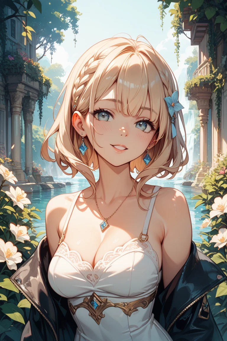 Please create a character called Lena, a beautiful woman who is kind and -loving、and can get along well with anyone with a、F cup。