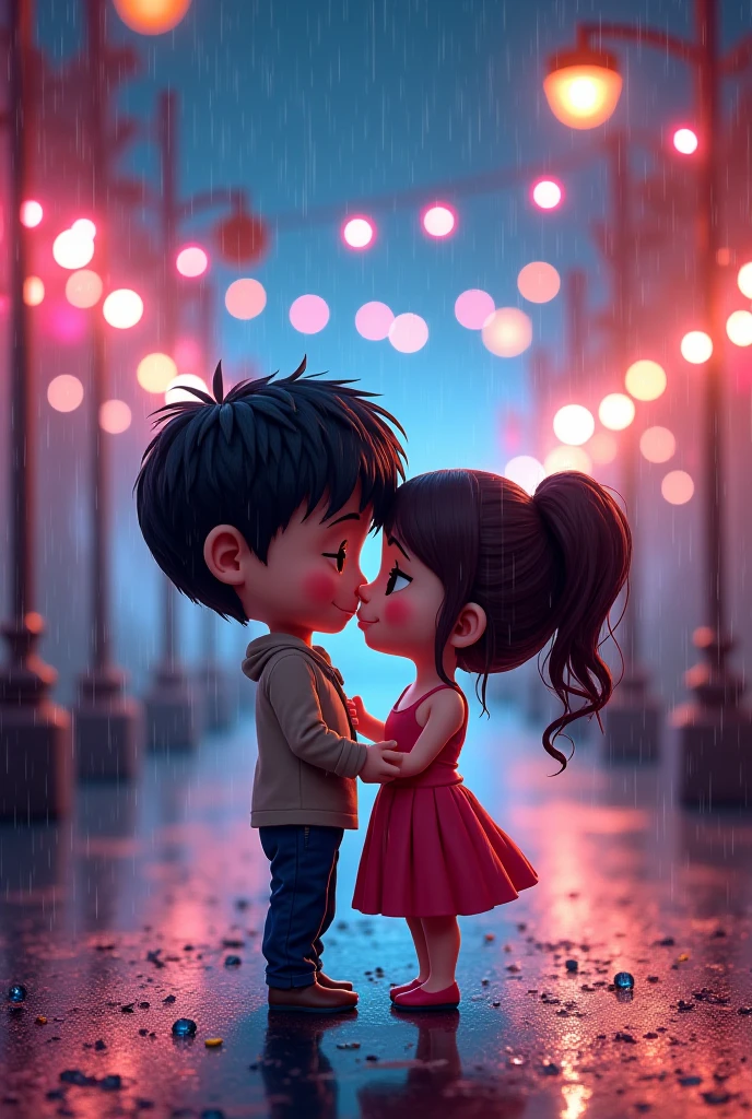 One boye parpose her chubby
gf in a rain girl name Love u text in her background