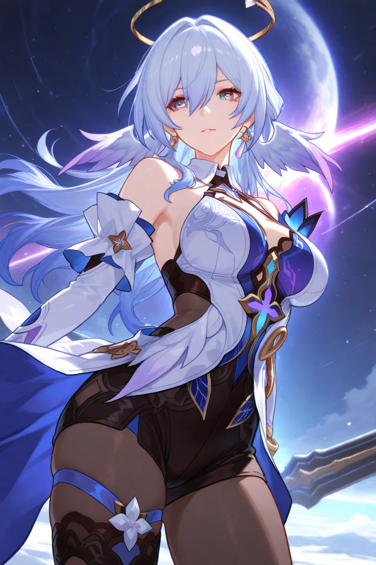 (shylily/(Twich/):1.5),(masterpiece:1.2),(best quality:1.2),,Two dimensions,anime style,one person(female warrior),proportions are correct,facial details,swordsman,Black dress,neck detail,There is an Adam'apple,suit,joke,robe,clothing details,surrender,long sleeves,Game quality,sword fight,Ray tracing,Ray tracing,Detailed glow,CG rendering,hair details,charming eyes,beautiful,(girly),Costumes are complicated,in the forest,night,starry sky,Perfect composition,Refinement,high quality,More detail,Lots of details,Complex background,a sense of atmosphere,long hair,