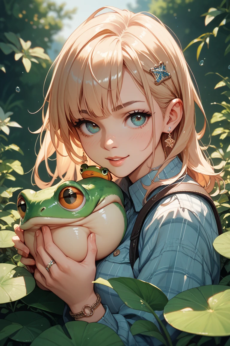 A frog that looks at us with one eye enlarged