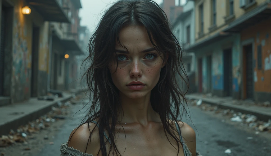 beautiful  girl suffering on the street