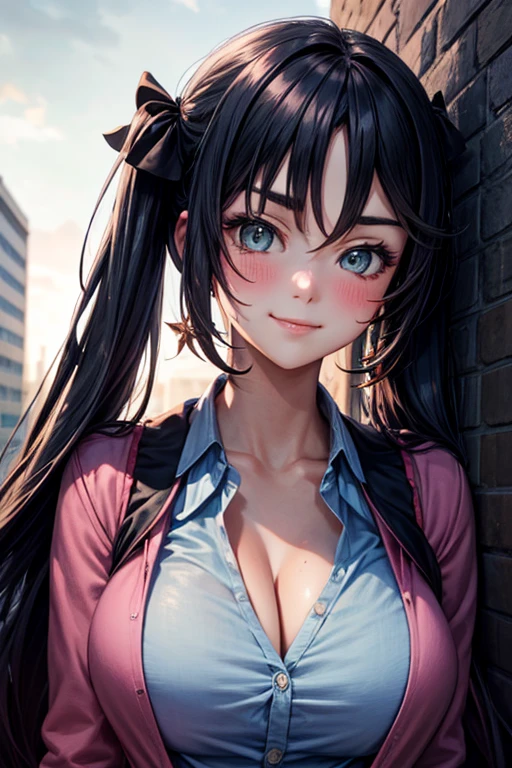 (anime style),masterpiece, best quality, ultra-detailed, glistening shiny, glowing light, ray tracing, HDR, deph of field, (perfect face, detailed face, detailed eyes),(big :1.2),8k,HD,ultra realistic face, ray tracing,perfect lighting,best quality, ultra-detailed, shiny eyes, (looking at viewer,sensual smile kiss:1.1), ((1girl)), (gyaru, mature female:1.4), hourglass_body shape, marin,long hair,((black gradient hair)), multicolored eyes, gradient eyes, (glowing eyes:1.1), (fashion make up), parted lips, short skirt, short shirt, jewelry, earrings, necktie, choker, grin, bracelet, plaid,black choker, plaid pants, piercing, ear piercing, bright pupils,tied shirt, bead bracelet,white background