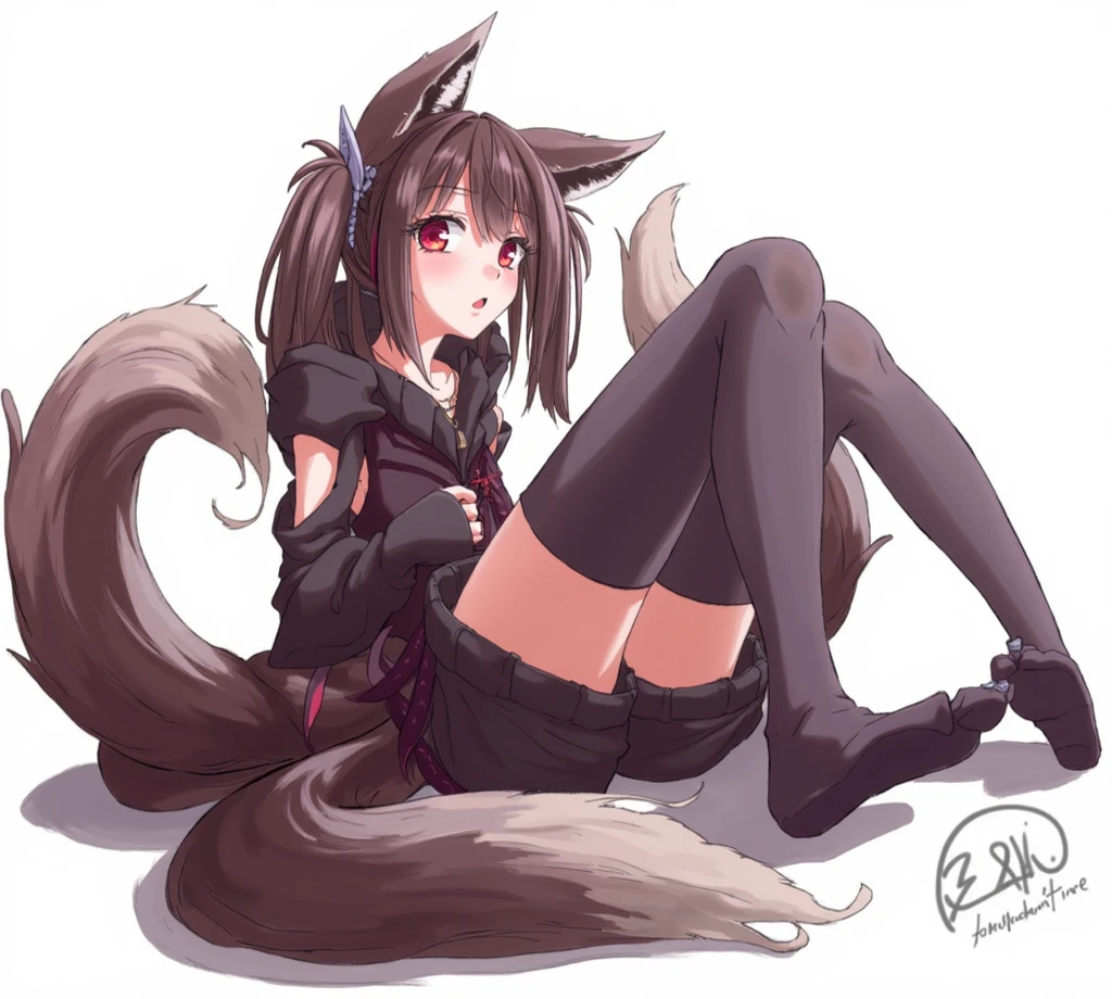 score_9,score_8_up,score_7_up, (a young nerdy Anthro furry wolf woman, wolf snout, white furry body, tall, long black messy hair, black hair, hair in a pony tail, hair covering one eye, white wolf tail, blue eyes, white wolf ears, white wolf tail, small , naked, ng only black thigh high socks, black thong), on her hands and knees, on the ground, in a cozy living room, rear view, she is squinting her eyes, pouting, looking down, looking away, searching for something on the ground,