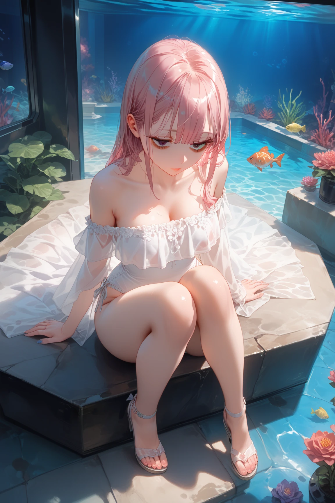 (8k、RAW Photography、top-quality、masterpiece:1.2)、(realisitic、Photorealsitic:1.2)、(超A high resolution)、(ultra-detailliert)、absurderes、masuter piece、(Portrait of a petite girl)、(fullnude:1.5)、(detailed facial features)、(detailed shiny eyes)、Beautiful 18 year old woman:1.4、(fullnude、I'm not wearing anything、Nothing attached)、(camel's toe、cammel toe、vulvashaped:1.4)、(fullnude:1.5)、Face with the perfect golden ratio、Perfect litthing、perfect-composition、Perfect big eyes、flawless skin、Perfect skeleton based on anatomy、Perfect fingers、small but perfectly shaped breasts,、small tits、Silky shiny platinum blonde hair、Wet and see-through(camel's toe、pink nipples)、small, taut breasts、Non-saggy breasts、Lack of cleavage、The body is soaking wet、Medium straight hair、a smile、thin pelvis、Thin leg、Background visible from between the legs、Open legs、photon maping、profetional lighting、stroboscope、Shooting using a reflector board、shining white skin、Hands are on the side or back of the body、Background with:Rapids deep in the mountains、Very transparent river water、There are huge boulders、