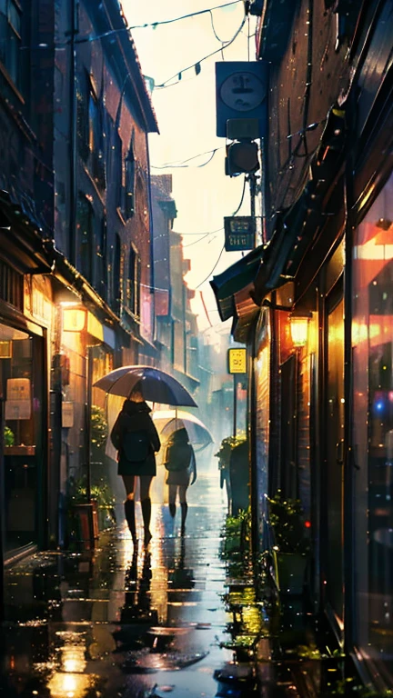 For lofi music　unmanned cafe　nostalgic　Rain outside the window　Exquisite images　