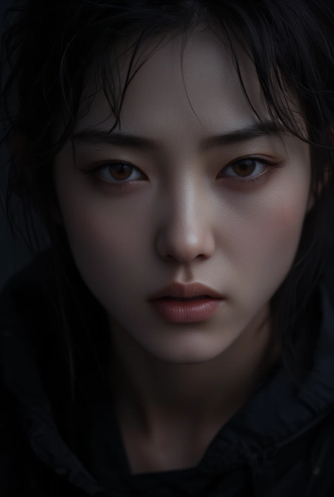 masterpiece,best quality,ultra detailed,high resolution,8k,1 beautiful japanese girl, portrait, angry,black background
