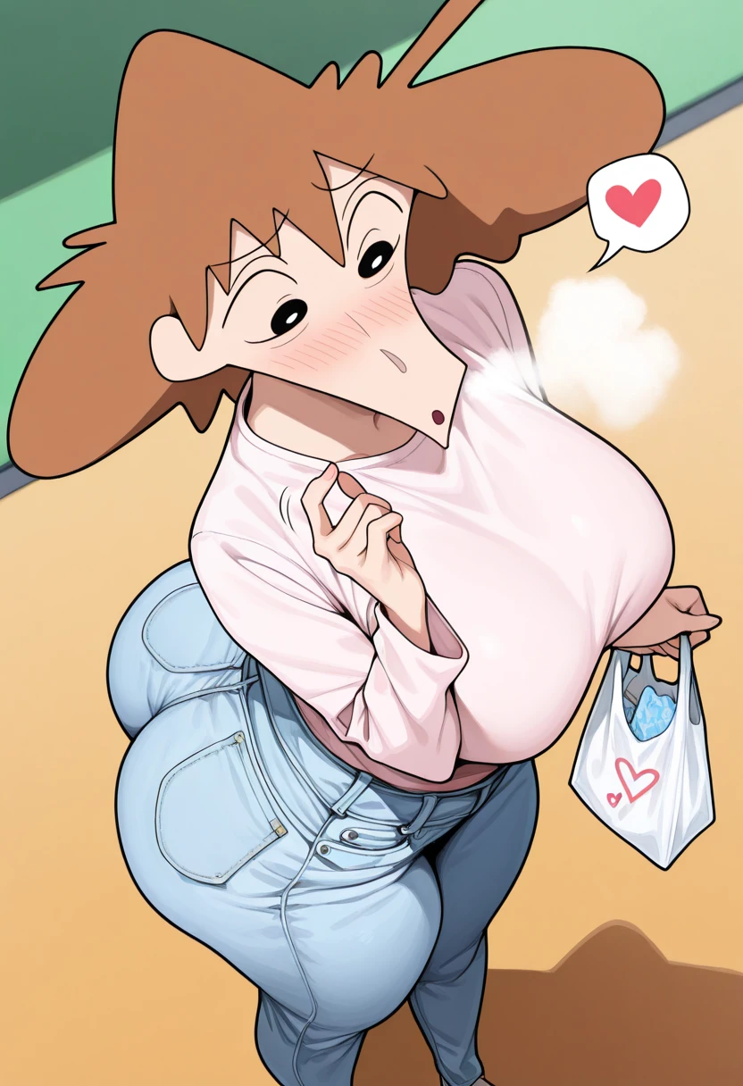 Misae Nohara, (Auntie:1.5), (Mature Woman:1.5), (absurderes, 8K, 4K, masutepiece, hyper extreme detailed:1.2), Best Quality, Perfect Anatomy,Perfect face,High humidity, (Huge breasts:1.7), (transparent pink camisole:1.4), (Wet:1.2), (.Alley:1.3), Graffitied wall, Garbage can, Scattered trash, (alone:1.5), (Brown eyes:1.2), (Clothing is revealing:1.2), Exposed shoulders, Torn clothes, Are pregnant, Firm breasts, Upturned nipples, Showing cleavage, Mole on chest, (Thick armpit hair:1.4), (blush:1.2), A kind smile, relief, peace of mind, (maternal:1.3), (Gentle look:1.5), Smiling face,  Thick thighs, Black garter belt