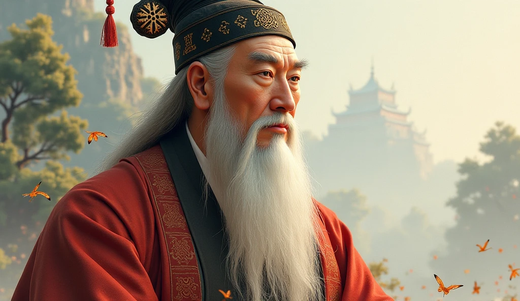 Create a picture of Confucius, the great Chinese philosopher.