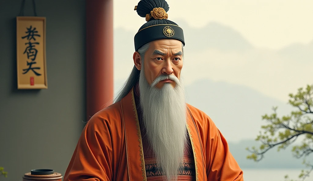 Create a picture of Confucius, the great Chinese philosopher.