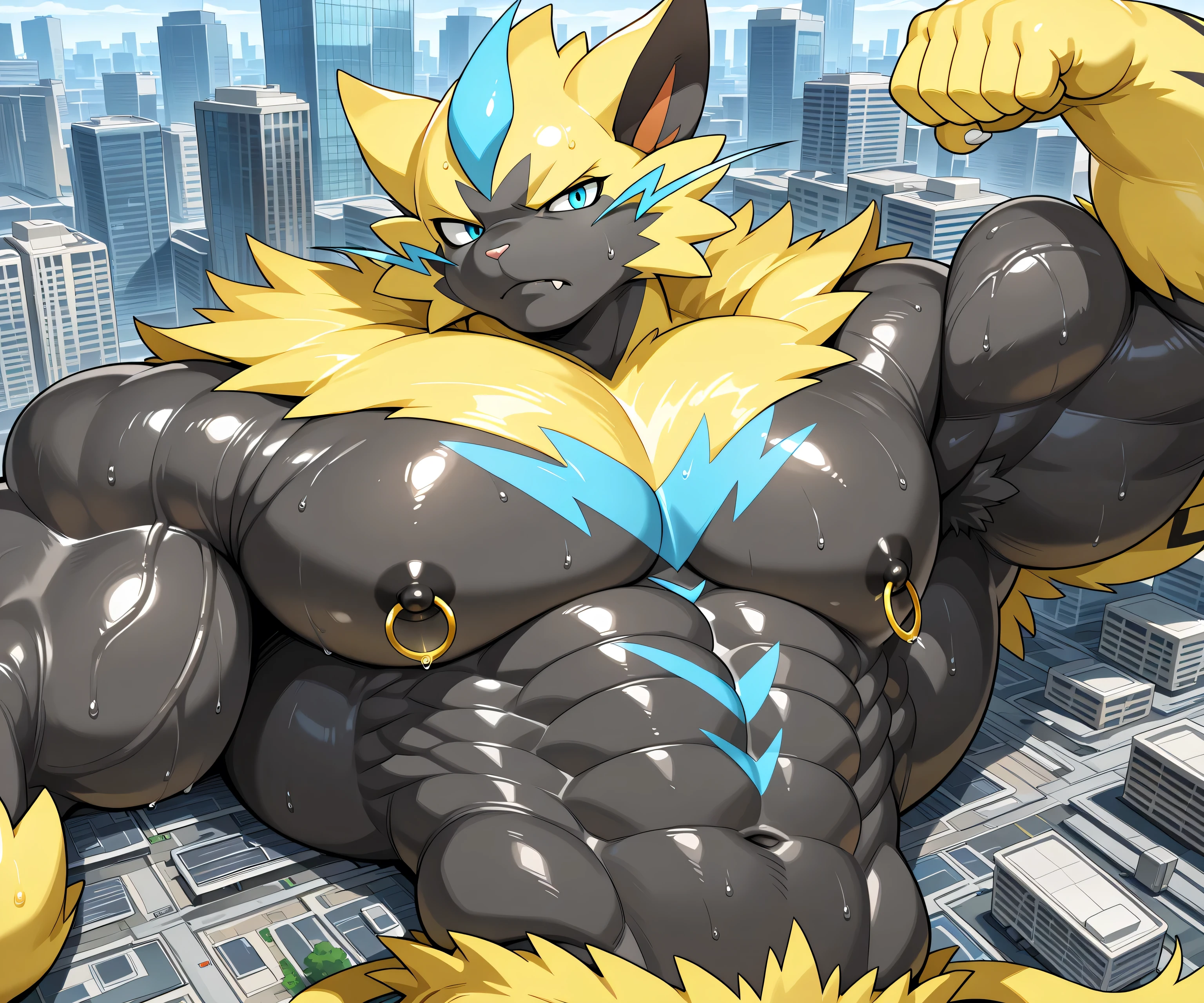 Only one person , NSFW, best quality, (ultra realistic, 8K), (only:1.5), (male:1.5), (kemono:1.5), kemono (detailed soft fur:1.1), (hyper muscles, hyper huge muscles, bulky muscles:1.5), hyper, hyper Muscles, hyper Bulk Up, Muscle Growth, Giant, 独奏独奏 People, Sun Evil , alone, alone People, 独奏 Head, One head, muscular, veiny muscles, bulging muscles, wide chest, thick thighs, thick arms, popping veins, looking directly at viewer, highly, powerfull strong mighty, handsome alpha male, wide thick chest, large pecs, large biceps, abs, large shoulders, Big muscles, Muscle growth, Bodybuilding, R-18, Big arms, bulk up, Growth, bodybuilder, hyper muscle, full body shot, Abdominal muscles, hyper abdominal muscles, Growth muscle, Power up, definition, Big Abdominal muscles, Abdominal muscles, muscle, All Nude, Nude, Completely naked, nude, Big arm, muscle reg, hyper Big arm, hyper muscle arm, hyper muscle reg, Big regs, spread legs, character, hyper cock, Big cock, humanoid penis, penis, big penis, hyper penis, One penis, Muscle, No Tattoo, Not Tattoo, anal, smile, giant , giant muscles, giant hyper muscles , giant hyper big muecles , hyper giant abdominal muscles , millenniumon, Millenniummon, Digimon, Millenniumon, multi arms