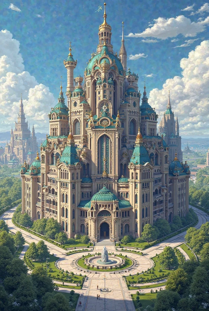 Bâtiment fait avec différents types d'architecture qui montre l'évolution de l'architecture par rapport au temps