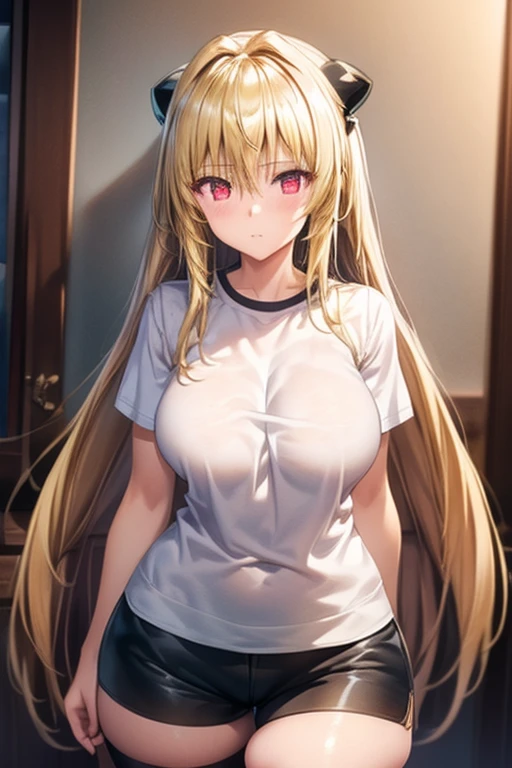 NSFW Highest quality, (masterpiece:1.2),{{Shirt lift}} {{{{{topless}}}}++,misaki shokuhou blonde, Shorts, White knee socks, Destroy Outdoor, city, null, sun, cloud, 壊す looking at viewer, (Cowboy Shot:1.5), Breaking long hair, (Symbol-shaped pupil:1.5)++, (Big Breasts), (masterpiece:1.2), Highest quality, High resolution, unity 8k wallpaper, (shape:0.8), (Beautiful attention to detail:1.6), Highly detailed face, Perfect lighting, Extremely detailed CG, (Perfect hands, Perfect Anatomy), Bedroom Mood lighting