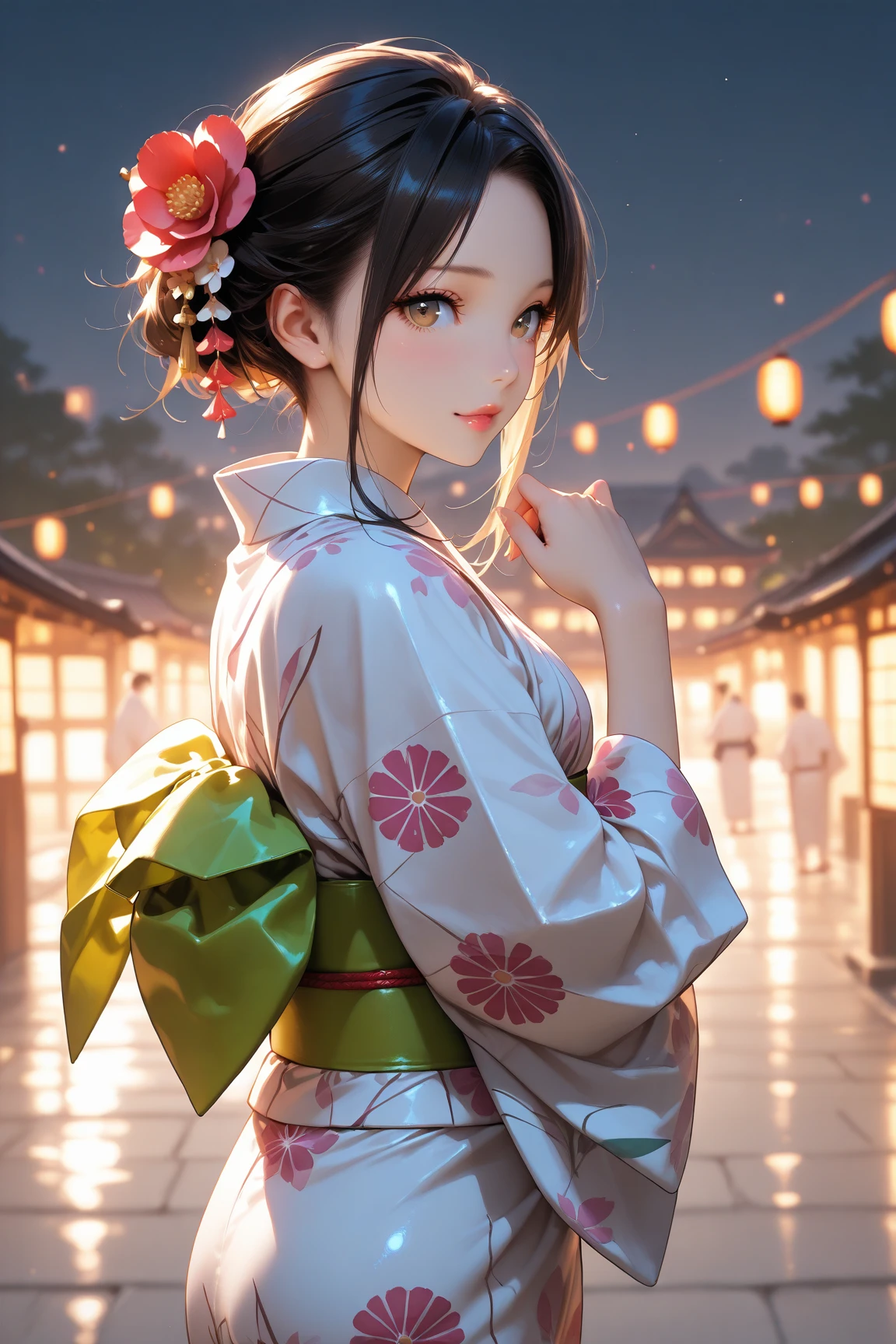 (Highest quality),( Top Quality),( artistic  ),　japanese beauty,  yukata,  