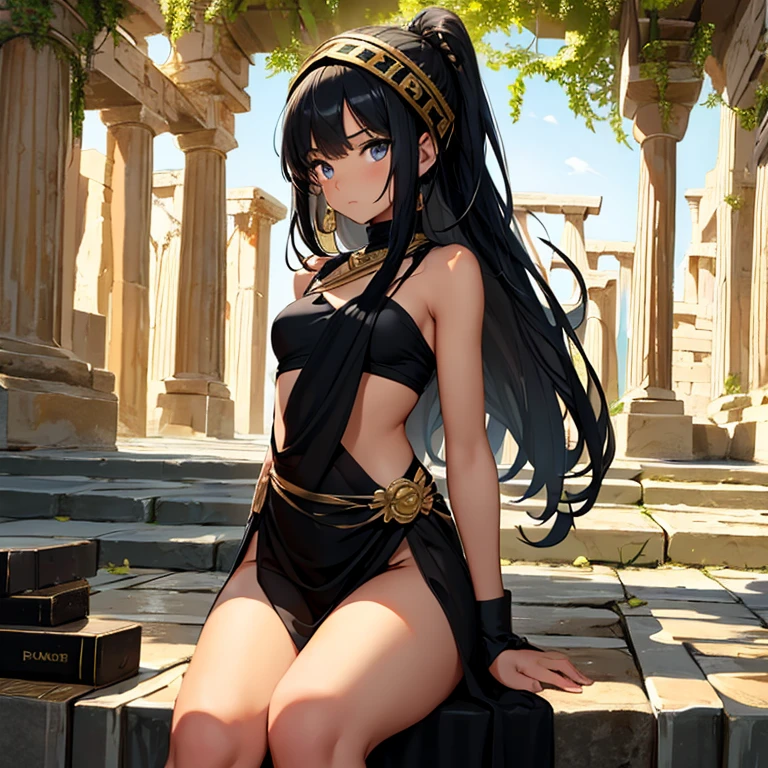 ((Highest quality)), ((masterpiece)), (detailed), Beautiful Cleopatra, Very sexy,celtic costume,Big temple,desert,Attractive pose