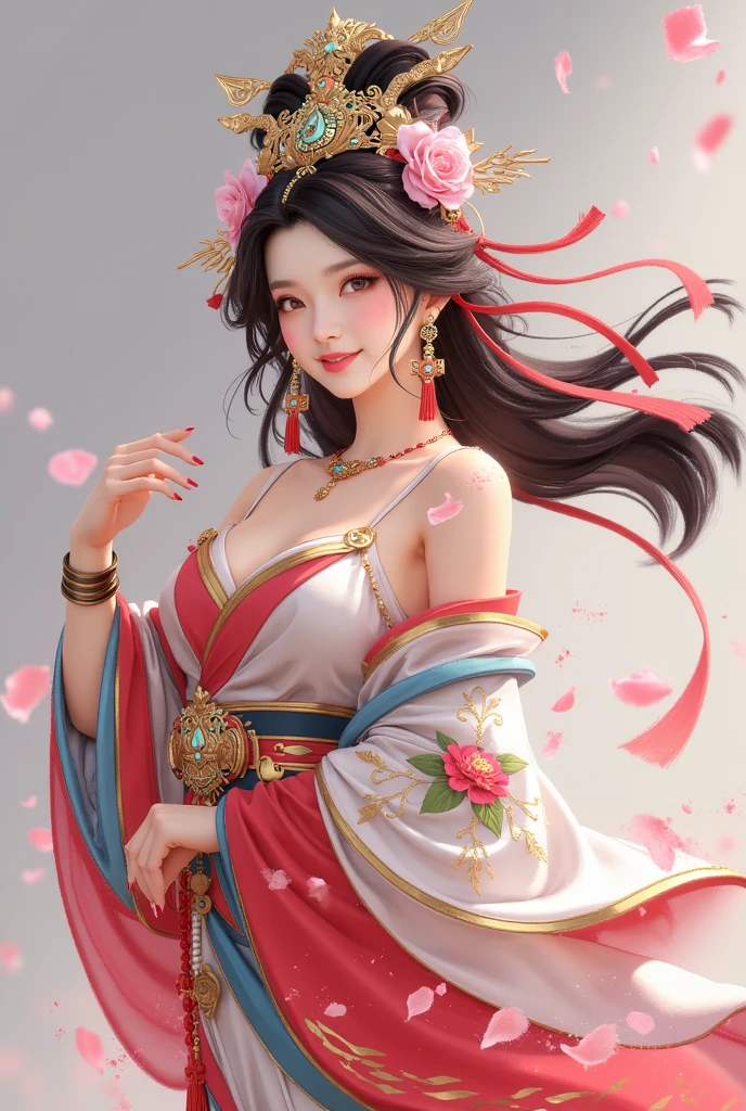 masterpiece, best quality, 32k ultra high definition, Crazy details, intricate details, super detailed, Super quality, high detail, super detailed, masterpiece, cloud, FOG, red and cyan, cyan and pink, blue and green
Fairy in cloud1girlsolo, upper body floating, up in the air(A mature face:1.4)(There is a mole under the eye:0.8),  Clavicle exposed, Tense shots of bare shoulders and midriff(The sky is reddened,visual impact,Give your poster a dynamic and eye-catching look:1.2),Chinese Zen style,impactful picture,
Art direction for figures in traditional oriental costumes, Ethereal style, Spooky figure, mist, I can&#39;Can't believe how beautiful this is, white and gray, swirl, 空灵的cloud景, female emotions
