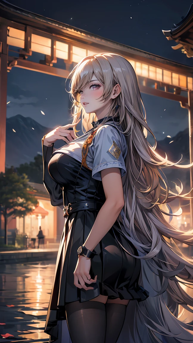 Arthur Rackham, Yoko Kamio, Surreal, mysterious, strange, fantastical, fantasy, Sci-fi, Japanese anime, miniskirt beautiful girl sleeping hugging the crescent moon, perfect voluminous body, meteor shower, rooftop, detailed masterpiece Hyper realistic sharp focus cinematic lighting depth of field zoom in provocative sexy erotic inviting poses happy embarrassing shy blushing seducing excited real