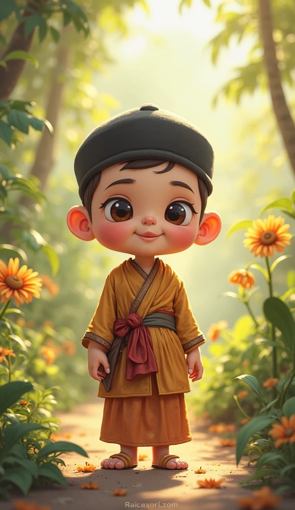 A little boy,Full of doubts,Smell a rat,standup,Ancient Chinese style,art stations, .......CGI_animated