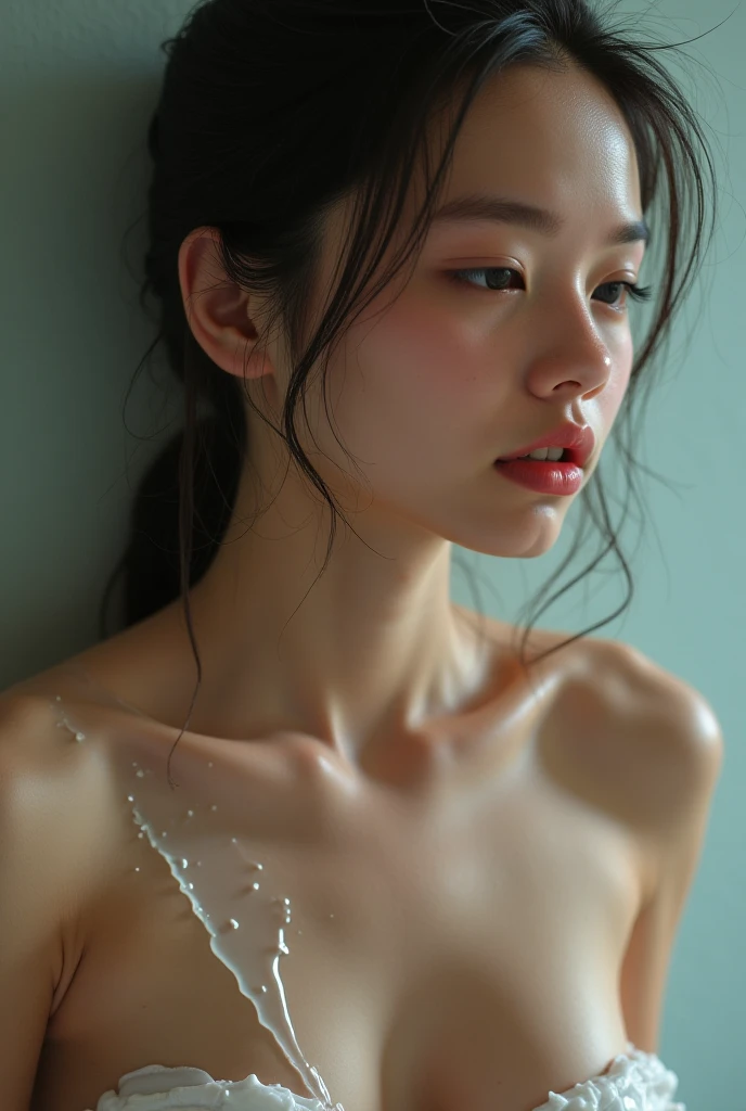 (masterpiece:1.2), highest quality, high resolution, realistic, (One Japanese girl is standing, The girl is a cute tennis player and 12-year-old, (Not wearing a bra, small breasts, The shape of the nipples can be seen through the clothing), ((upper body)), Baby Face, ((Small breasts)), ((slender)) ,(Young appearance), (((sweaty armpits))) , Armpit depression, Oiled shiny armpits:1.15 , Shiny armpits:1.15