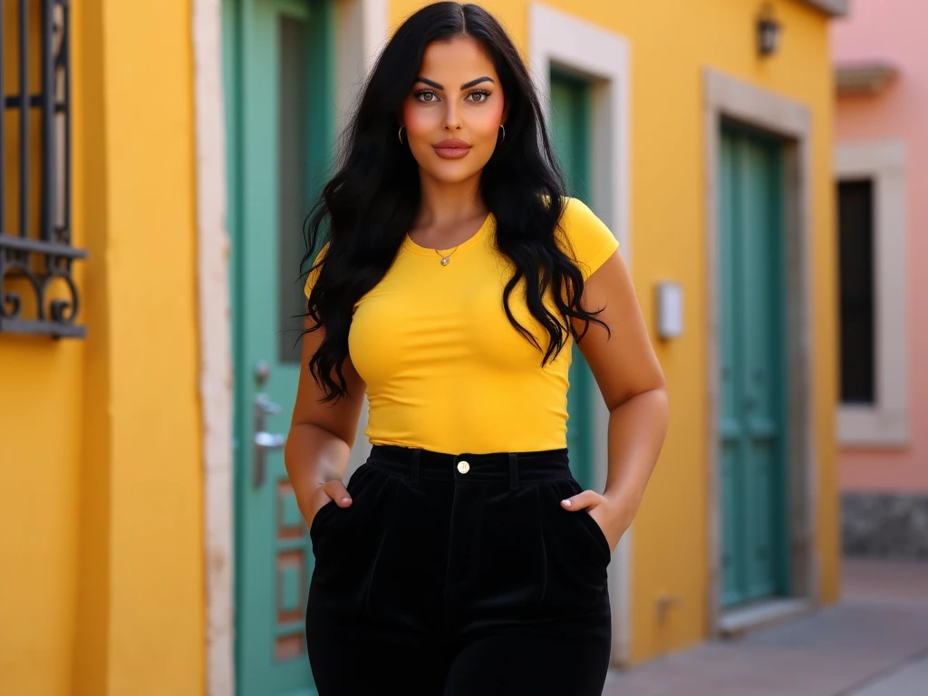 Crie essa mulher gordinha e morena com cabelo preto e nao muito longo