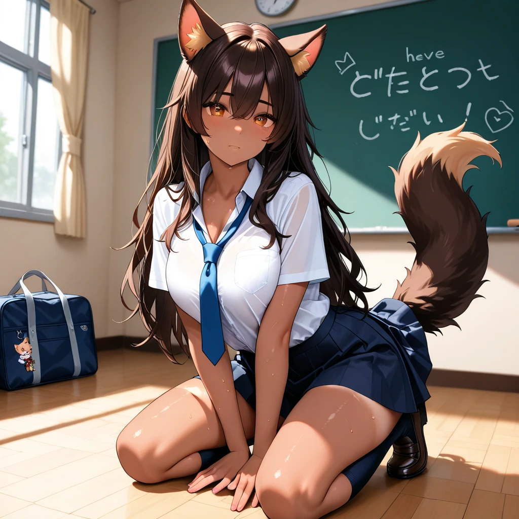 /(Modern DESK Inside the house/), (work of art, best qualityer:1.4), 1 girl, standing alone, , (an extremely beautiful and delicphie), greeneyes, fox ears, (black fox tail:1.2),far away black body hair, medium body hair, body hair between eyes, hypdertailed, medium breastsout, terphi de negócios,open shirt, Black Skirt, Knee socks, moccasins, Inside the house, DESK, neckleace, closed up_gura, big fit ass_breastsout, far away_body hair, gazing_phi_viewer, へそ, signphiure, standing alone, posando,thicc thighs, tall woman, in back, narrow waisted, naughty face, confusing, suprised,(work of art, best qualityer:1.4),high qualiy, highly detailded,detailded,perfect,sitting down, on cbody hair,