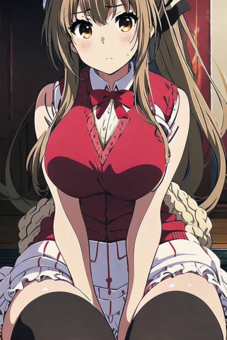 Simple White Background,
red and white dress,red ribbon, frills,long sleeves,
hair ornament,
bangs, blonde hair,long hair, Green Eyes,
1 girl, 20yo,Young female,Beautiful Finger,Beautiful long legs,Beautiful body,
Beautiful Nose,Beautiful character design, perfect eyes, perfect face,expressive eyes,perfect balance,
looking at viewer,(Focus on her face),closed mouth, (innocent_big_eyes:1.0),(Light_Smile:0.3),
official art,extremely detailed CG unity 8k wallpaper, perfect lighting,Colorful, Bright_Front_face_Lighting,White skin,
(masterpiece:1.0),(best_quality:1.0), ultra high res,4K,ultra-detailed,
photography, 8K, HDR, highres, absurdres:1.2, Kodak portra 400, film grain, blurry background, bokeh:1.2, lens flare, (vibrant_color:1.2),professional photograph,
(Beautiful,large_Breasts:1.4), (beautiful_face:1.5),(narrow_waist),