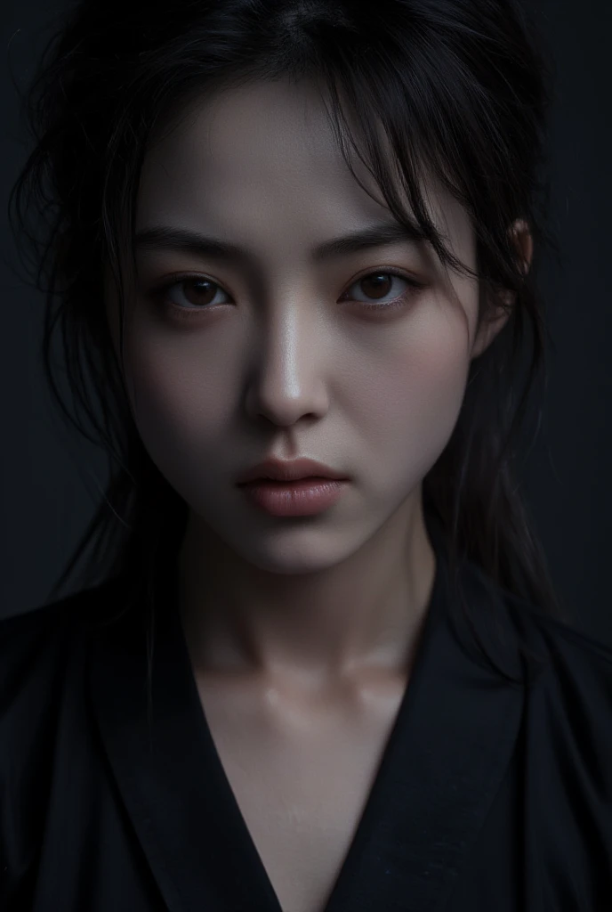masterpiece,best quality,ultra detailed,high resolution,8k,1 beautiful japanese girl, portrait, angry,black background