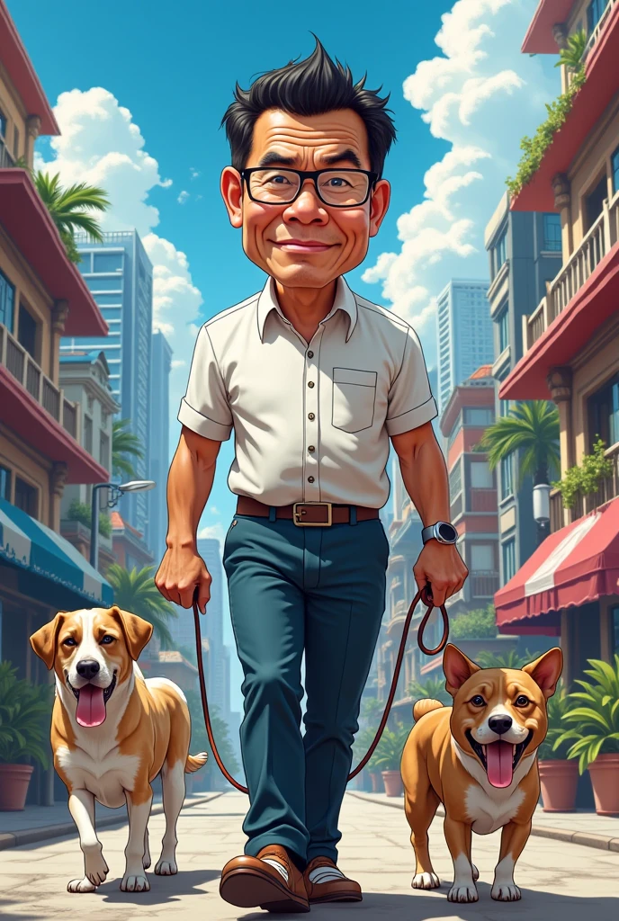 With dog leash and make Rodrigo Duterte anime