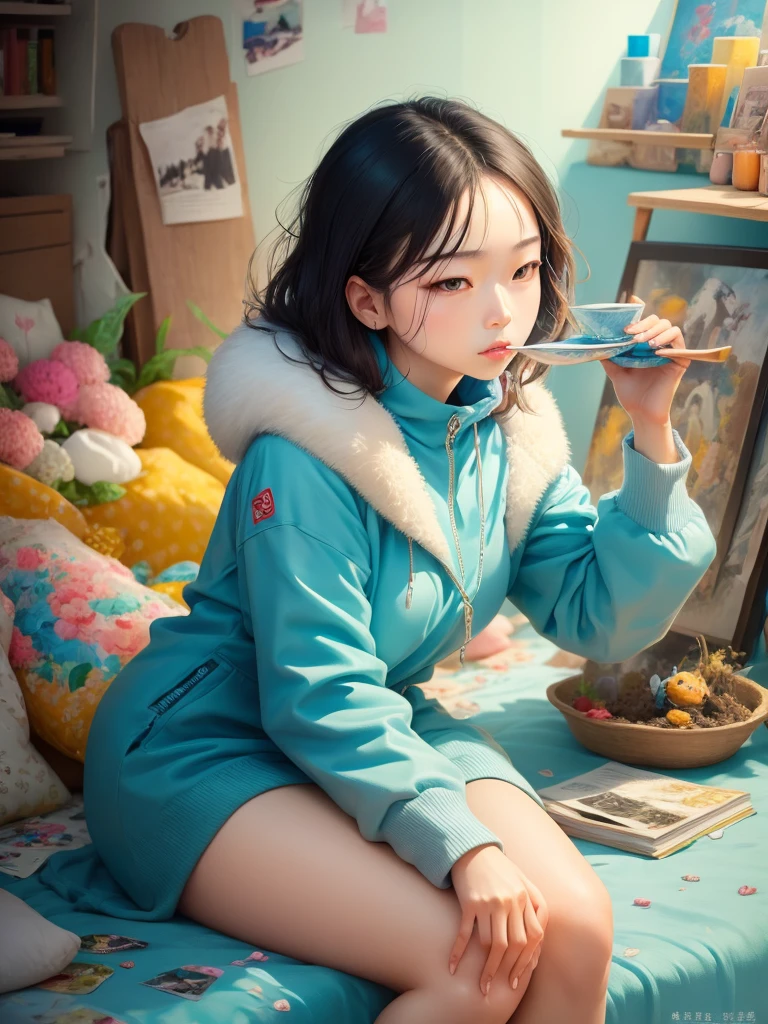 1girll,Play bundled games,(Hands are tied,Feet are tied)。