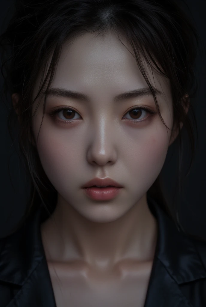 masterpiece,best quality,ultra detailed,high resolution,8k,1 beautiful japanese girl, portrait, angry,black background