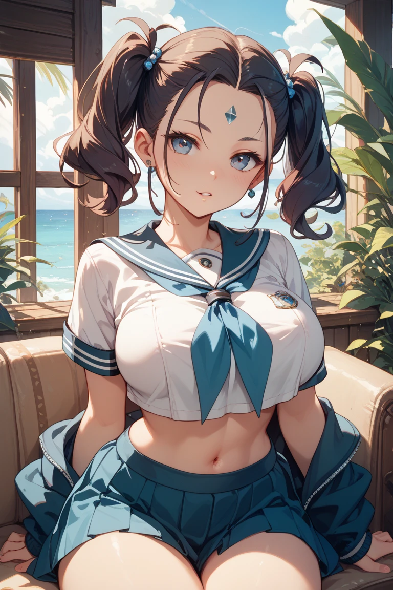 Highest quality、High resolution、Detailed Background、(Beautiful face in every detail:1.4)、Anatomically correct、(Detailed facial expressions)、(Detailed eyes:1.2)、Teenage beauty、(Highly detailed face:1.4)、(Huge breasts:1.4)、
Cute hair colour、Bobcut、ponytail、Twin tails、well-groomed eyebrows、Perfect body line、Attractive thighs、Do cute things、
(Sleeveless sailor suit:1.2)、Pleated mini skirt、White panties、no good、
Lying on the beach、Accentuate your breasts、(underboob:1.2)、Panty Shot、smile、
(Beautiful girl lying on the beach with a big smile:1.5)