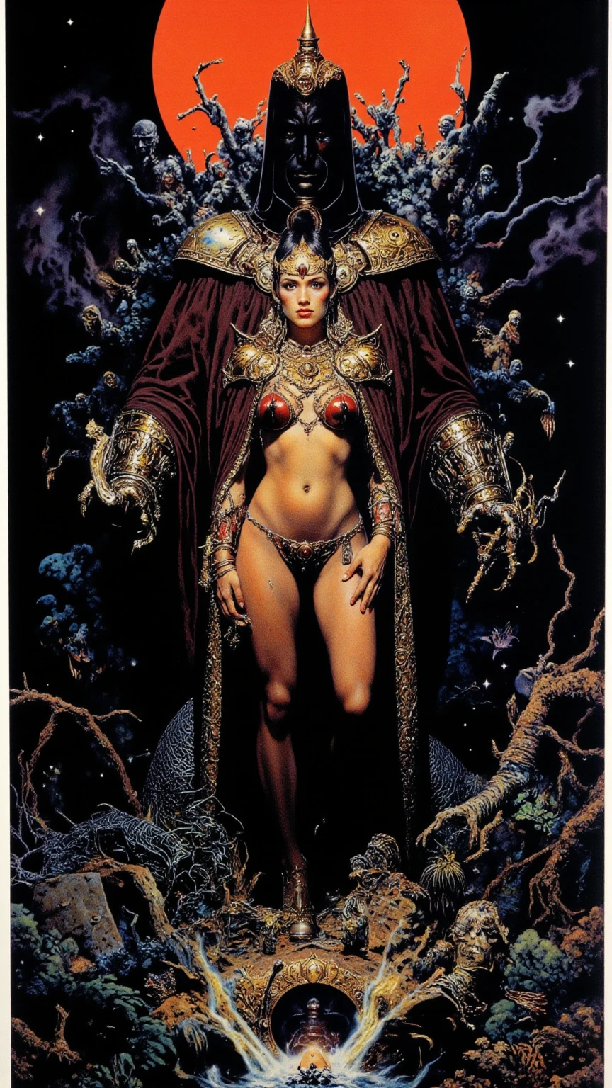 girls on Mars, topless, pubic hair, amazons, jewelry, golden chains, tiara