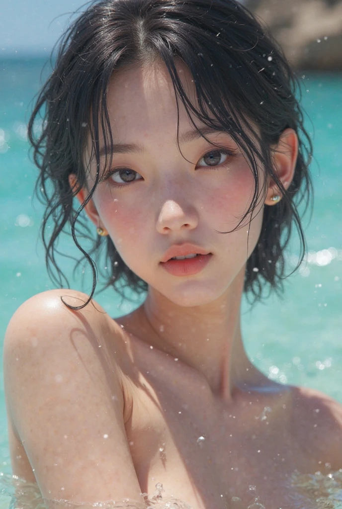 masterpiece, 最high quality,16k,8k,beautiful,Get used to it,Exquisite,extremely Get used to it, finely Get used to it, high quality, insanely Get used to it, ultra Get used to it, Ultra-high resolution, 超high quality, beautiful face, Japanese, Browsing Caution,(Micro Bikini:1.3),Wet,She is short,chest,lift your chest with your hands,Open_mouth