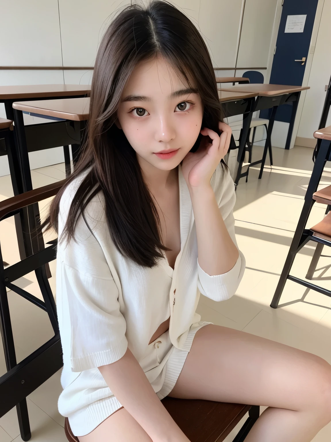 She has white skin and is very beautiful。I am a short Japan woman。