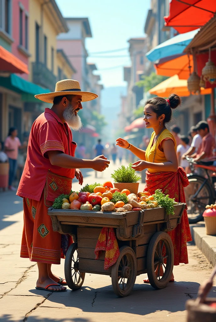 Mobile shopkeeper with a person