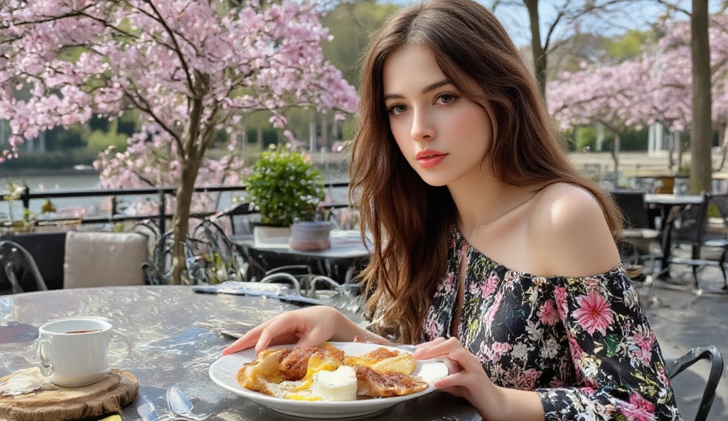 Belle blonde assise à une table de restaurant en terrasse, (avec une vue panoramique sur une ville ou un paysage pittoresque. Elle porte une robe élégante et des bijoux scintillants, tenant un verre de vin blanc à la main. La table est décorée de bougies et de fleurs, et l'expression de Léa est détendue et joyeuse alors qu'elle savoure un repas gastronomique en plein air.), très détaillé, 21 ans, visage innocent, cheveux ondulés naturels, yeux bleus, haute résolution, chef-d'œuvre, meilleure qualité, détails complexes, très détaillé, netteté, peau détaillée, réaliste skin texture, texture, yeux détaillés, professionnel, 4k, sourire charmant, tourné avec Canon, 85mm, faible profondeur de champ, couleur de vision Kodak, corps parfaitement ajusté, extrêmement détaillé, Photo_(ultra), photoRéaliste, réaliste, post-traitement, détails maximaux, rugosité, vraie vie, ultra réaliste, photoréalisme, la photographie, 8k euh, la photographie.