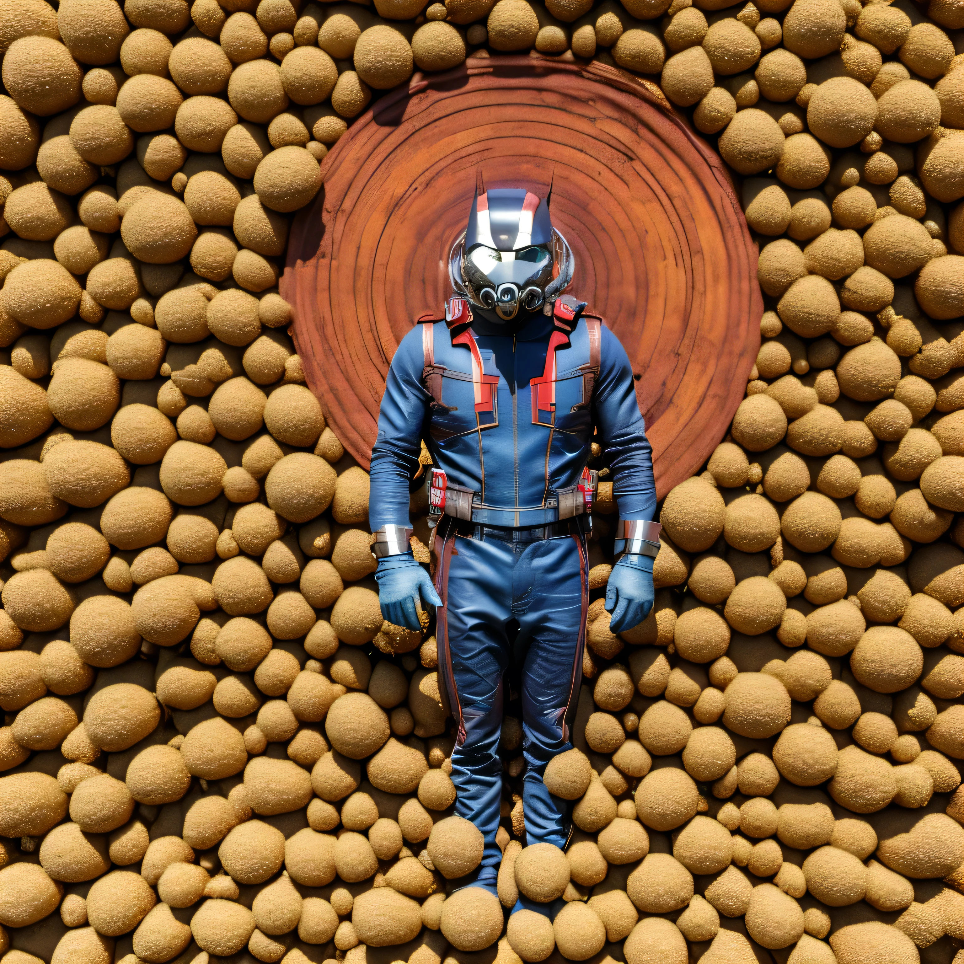 Ant-man in the middle, realistic representation of  10 liposomes randomly locales, subjected to a ultrasonic heatwave. 