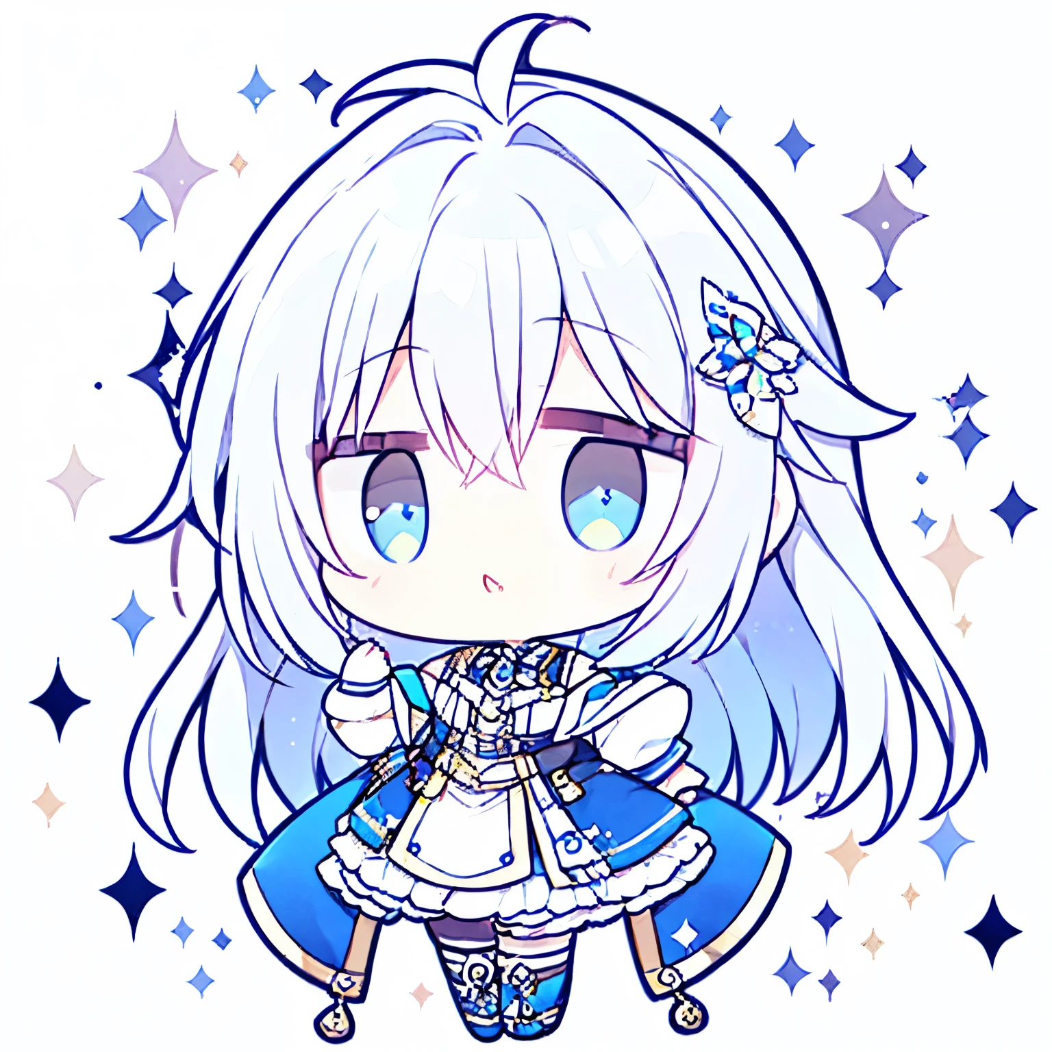 Gray Hair,, and the eyes are,sparkling eyes,cute,little character