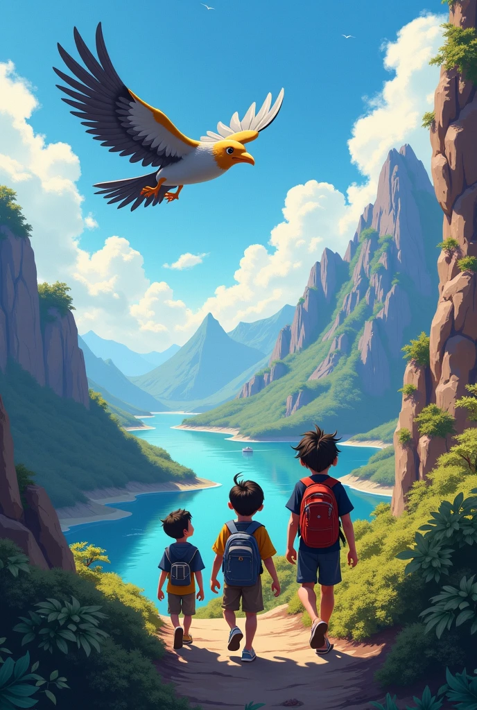 " রনি তার বন্ধুদের ভেবেছিল আর পাখিটিকে অনুসরণ করে আকাশে উড়তে শুরু করে। তারা অনেক পাহাড় ও নদী পেরিয়ে এক সুন্দর রাজ্যে পৌঁছাল।