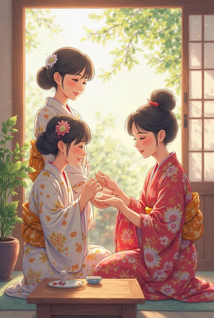 Mother in law sister-in-law and wife anime style 