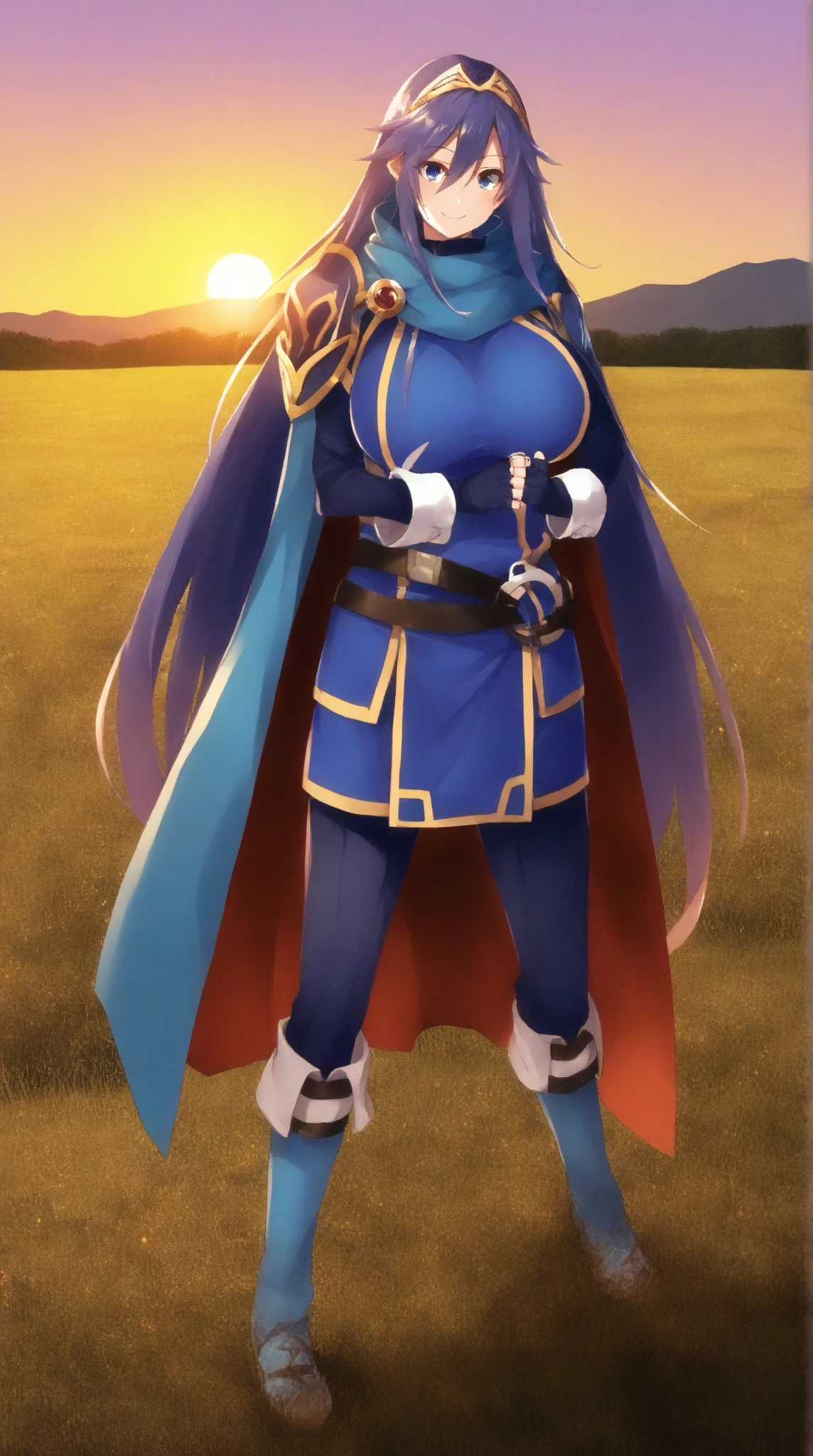 beautiful, (masterpiece:1.2), (best quality:1.2) Beautiful young woman,Very long black hair, Blue eyes, battle dress, pantyhose, black boots, Stoic face, standing, Looking at viewer, Standing with hands clasped,