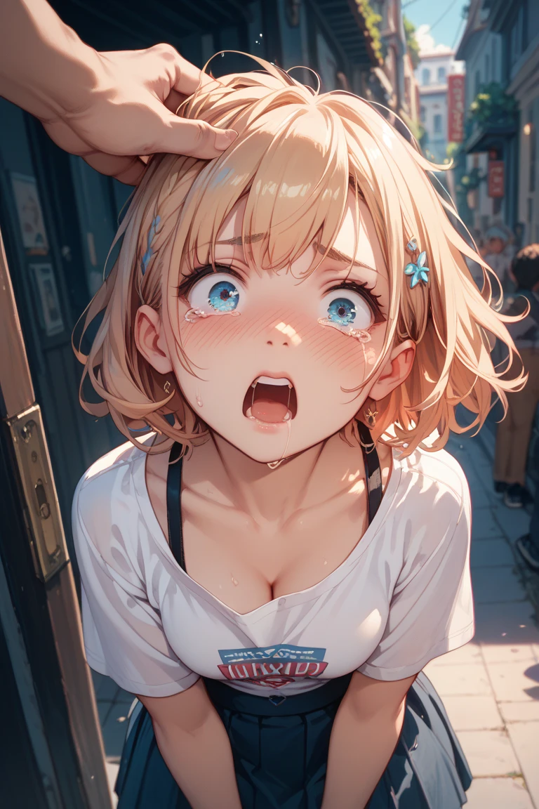 (((Browsing Caution, Close Up Facial , Front view , From below , Movie angle))) ,(On all fours), break 1girl, 20-year-old, (close your eyes),(((Embarrassing, Excited, Fascinating, In the heat, orgasm,Blushing,shortness of breath, Very humid,vapor、Man grabbing woman's breasts))) , break (((Bright pink and green hair))),(Semi-long hair tied in one piece、Add a light pink ribbon to the end.:1.3),(((Two-part bangs , middle part, Bangs parted in the middle, Side-swept bangs))), (amount:1.3), (Small breasts:1.0) ,((Sweaty skin, Dripping , girl trembling with Sexual climax, Cum in pussy, pubic hair)) ,Thin dots, feminine, Slightly muscular, Dynamic pose,((((vagina,Sex, A boy and his penis,Heterolo, Women in front and men in back , dorsal position, Cum in pussy, pubic hair)))), break, (((White - Solid - Short Sleeve - Safari Shirt ,Bottomless))), break, (((Midnight,On the bed))),(masterpiece), (Realistic), (Highest quality), (Super detailed), wonderful, ((A face with attention to detail)) , clavicle, High resolution , (Super detailed), Smooth, 16K, Vibrant colors,vagina,Sex,
